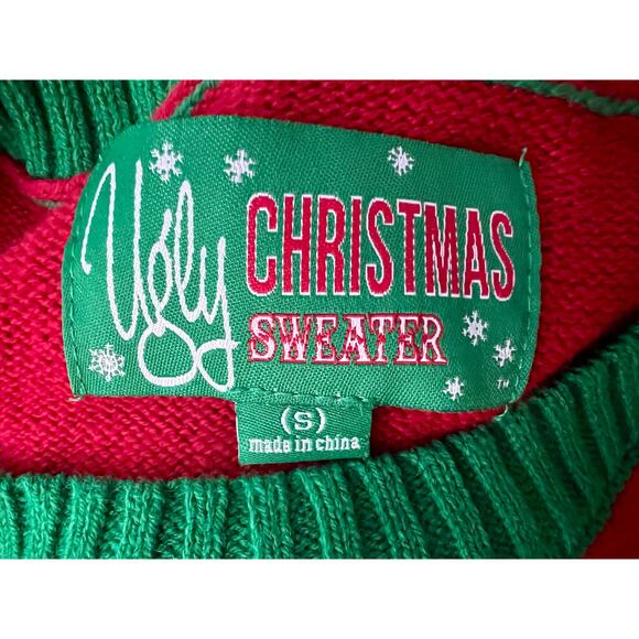 Rudolph Reindeer Ugly Christmas Sweater Peppermint Size S Unisex - Picture 5 of 6